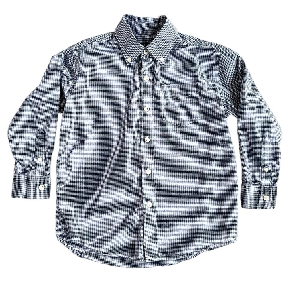EUC Boys size 6/7 (S) Gap kids Long sleeve Button down blue micro check shirt